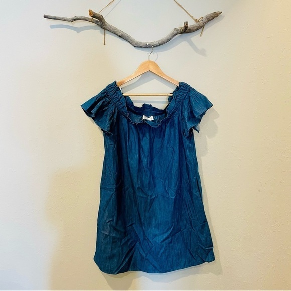 Anthropologie Corey Lynn Calter Chambray Off Shoulder Dress - Picture 4 of 11